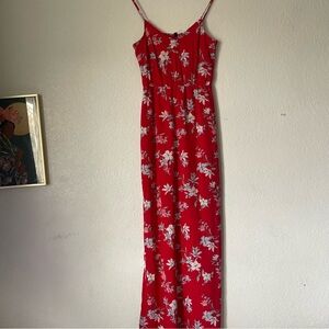 Red floral maxi dress